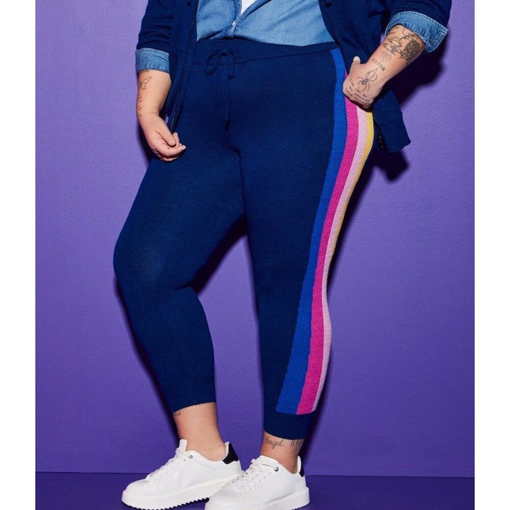 Torrid Lovesick Classic Fit Plush Side Stripes Jogger Knit Pants Women 3X 22/24